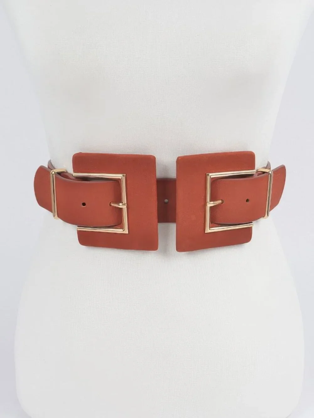 Two Buckle Faux Suede Belt